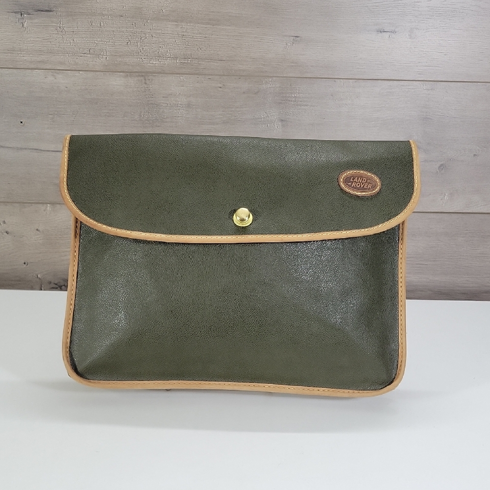 Land Rover Olive Green Leather Portfolio with Tan Trim